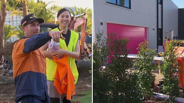 The Block 2024 Ricky and Haydn pink garage door