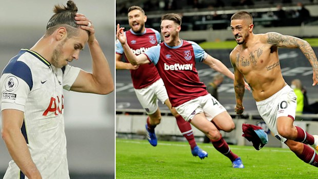 Manuel Lanzini of West Ham United celebrates after scoring his team's third goal