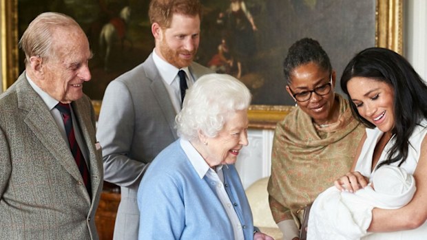Archie meets Queen Elizabeth and Prince Philip inside Windsor Castle alongside Harry, Meghan and Doria Ragland