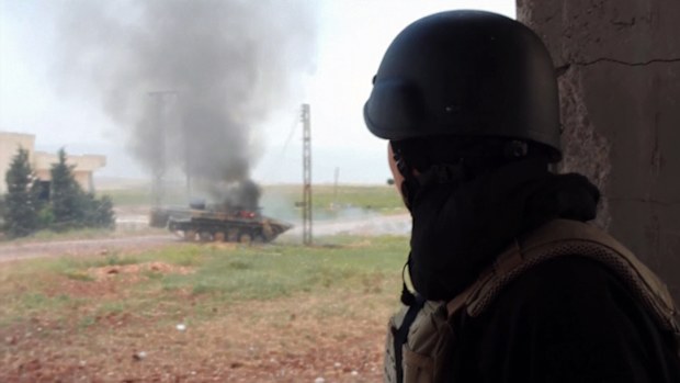 The Sky News crew was filming a burning vehicle when they came under attack.