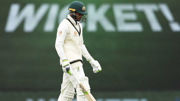 Usman Khawaja was dismissed for a duck on day one of the second Test.