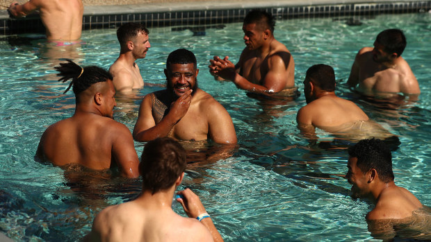  Players recover during the Australian Wallabies training session at Sanctuary Cove Golf and Country Club on June 17, 2021 in Gold Coast, Australia. (Photo by Chris Hyde/Getty Images)