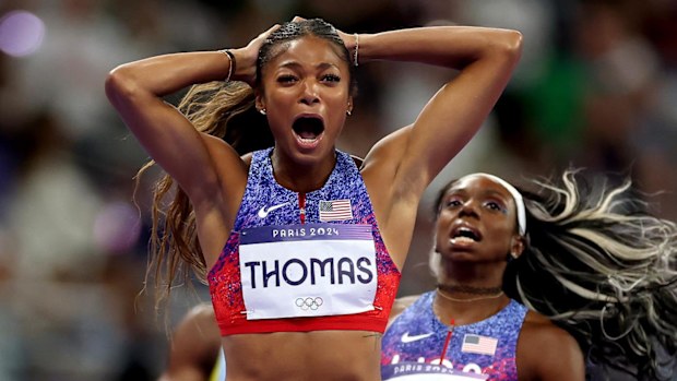 Gabrielle Thomas, the women's 200m gold medallist in Paris.