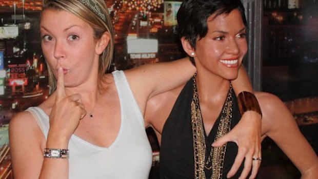 Senator Skye Kakoscke-Moore gropes the statue of Halle Berry.
