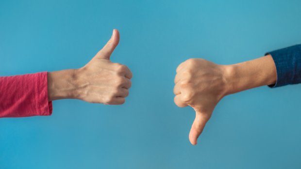 Thumbs up and thumbs down gestures