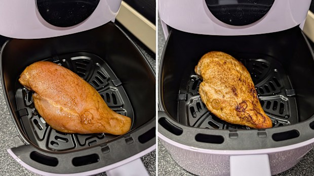 Chicken breast cooked in Kmart 2L mini air fryer