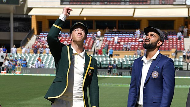Tim Paine and Virat Kohli in Adelaide.