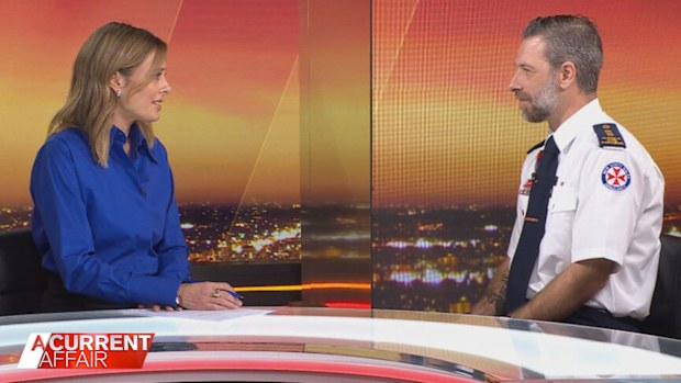 A Current Affair host Ally Langdon and NSW Ambulance Inspector Joel de'Zuna.