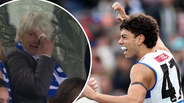 Nan tears up at Cooper Trembath's first goal.