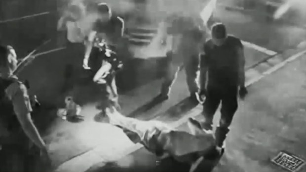 Footage has emerged of Curtis Scott's Australia day arrest. (SMH/Nine)