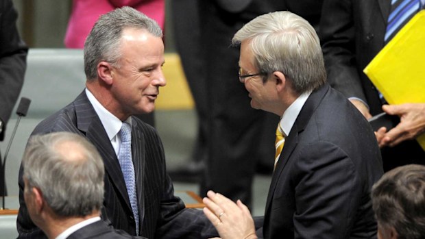 Brendan Nelson and Kevin Rudd in Parliament in 2009. (AAP)