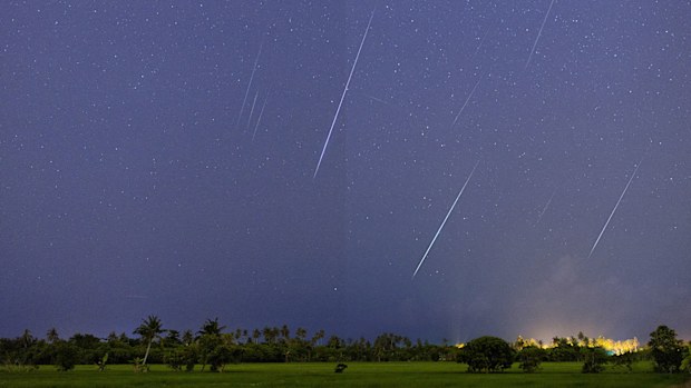 Geminid Meteor in the night sky of Penang Island