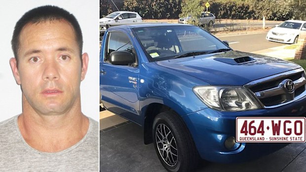 Patrick Derrick and the vehicle he is believed to be driving.