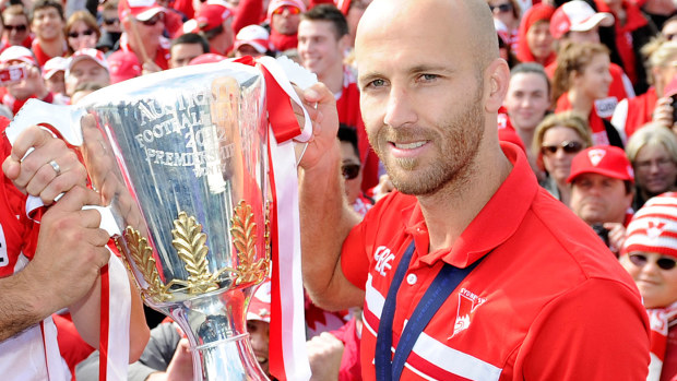 Jarrad McVeigh with the 2012 AFL Premiership trophy