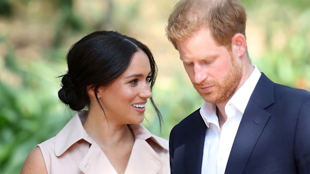 In this Wednesday Oct. 2, 2019 file photo, Britain's Harry and Meghan, Duchess of Sussex arrive at the Creative Industries and Business Reception at the British High Commissioner's residence, in Johannesburg
