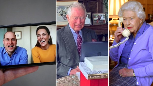 Prince William and Kate Middleton, Prince Charles, Queen Elizabeth remote royals