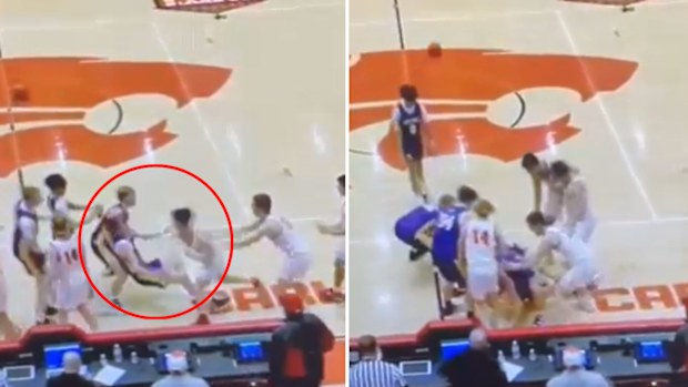 High School basketball fight breaks out between Nevada and Carlisle