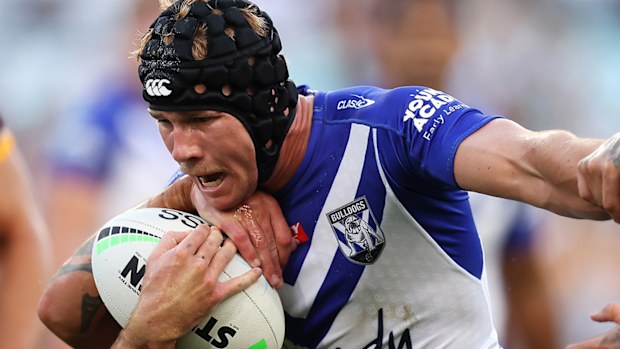 Matt Burton in action for the Bulldogs against Brisbane.