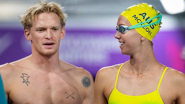 Australian swimmers Cody Simpson and Emma McKeon at 2022 Commonwealth Games