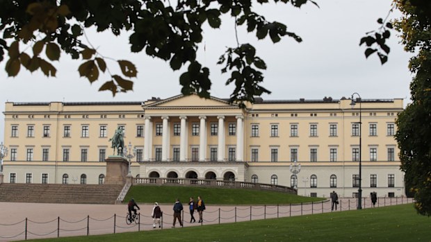 A view of Rikshospitalet where King Harald has been admitted, in Oslo, Friday, Sept. 25, 2020.
