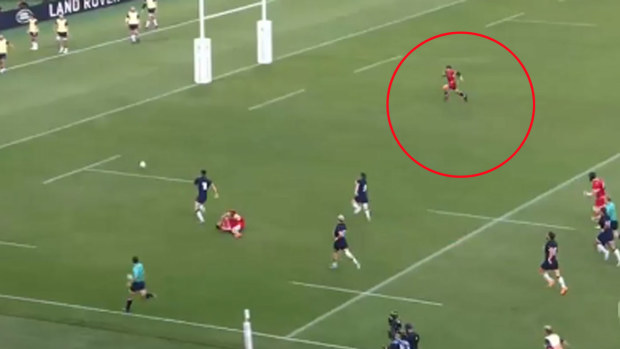Hastings scored his second try against Russia in surprising style
