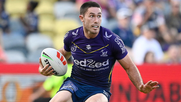 Nick Meaney pictured in action for the Melbourne Storm in 2023