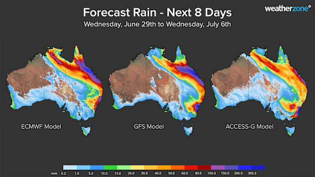 Australia's east coast is about to be hit with an eight-day weather event, which will see heavy rain and destructive winds pound NSW and Queensland.
