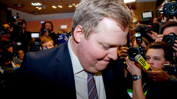 Sigmundur David Gunnlaugsson, outgoing Prime Minister, arrives to attend party meetings on new government, at the Althingi, Iceland's parliament, in Reykjavik, Iceland earlier in 2016. (AAP)