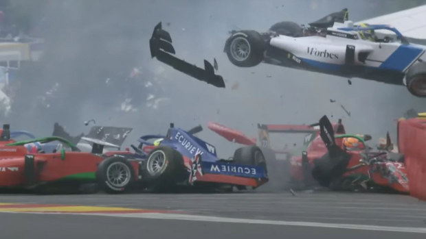 Two drivers were taken to hospital after this horror crash during qualifying for the W-series race in Belgium.