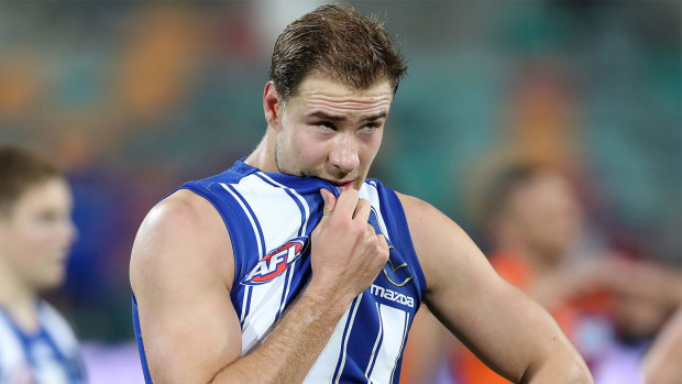 Ben McKay pictured in action for North Melbourne during the 2021 season