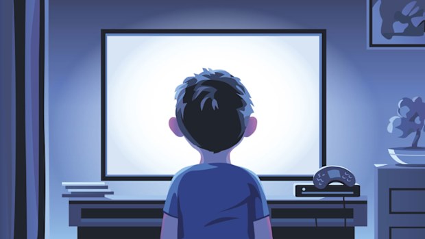 Boy watching TV