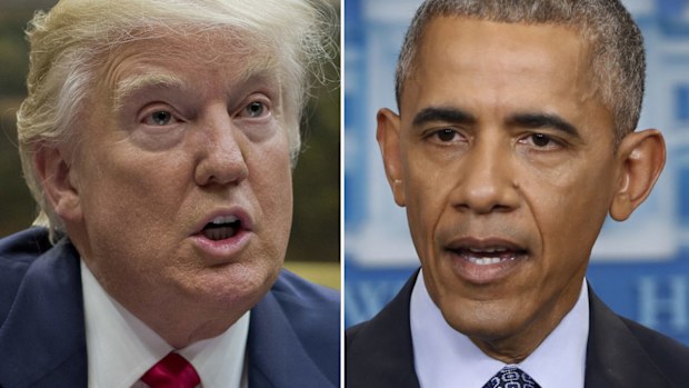 Donald Trump (left) and Barack Obama. (AAP)