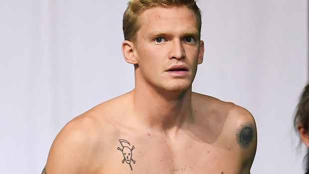 Cody Simpson ahead of the 100 metres butterfly at the Australian Olympic swim trials.