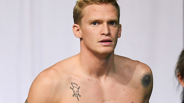 Cody Simpson ahead of the 100 metres butterfly at the Australian Olympic swim trials.
