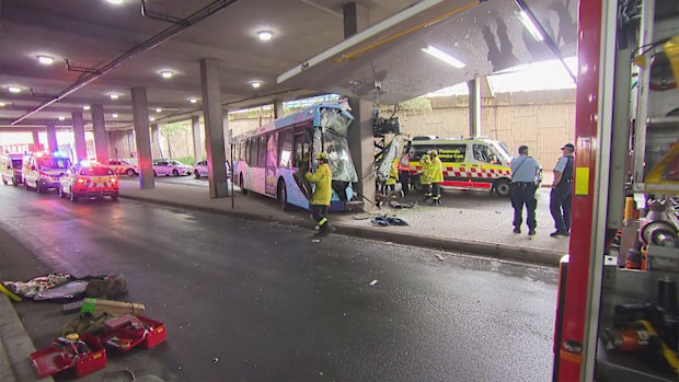 Two people have been seriously injured after a bus crashed in Sydney's west during peak hour this morning.