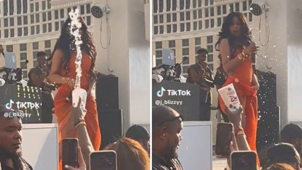 Cardi B throws microphone at fan who threw drink at her mid-performance