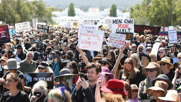 The Women's March 4 Justice at Parliament House in Canberra on March 15.