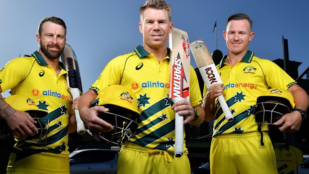 Australian Mens ODI players (L-R) Matthew Wade, David Warner and DArcy Short pose for a photo during a media opportunity at the SCG 