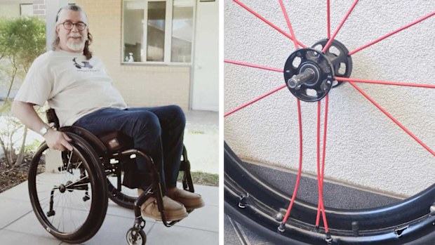Stuart Hurst's wheelchair was damaged last December during a Virgin fight from Melbourne to Sydney. 