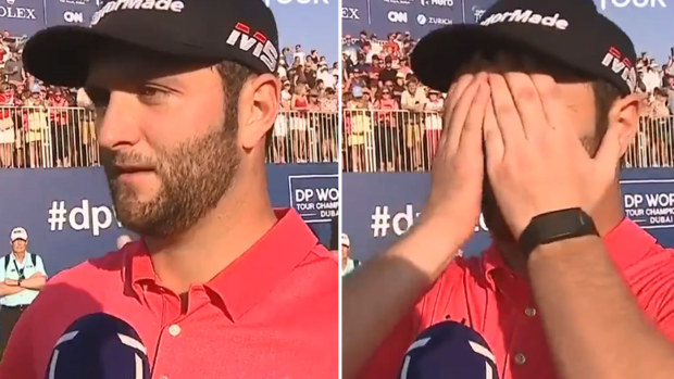 Jon Rahm reacts to achieving rare record