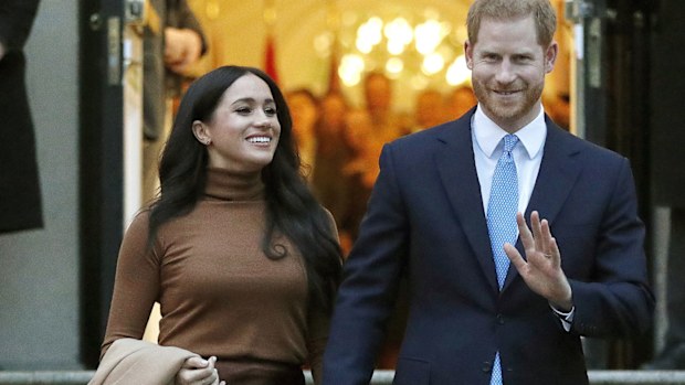 Prince Harry and Meghan, the Duke and Duchess of Sussex, leave after visiting Canada House on Jan. 7, 2020, in London