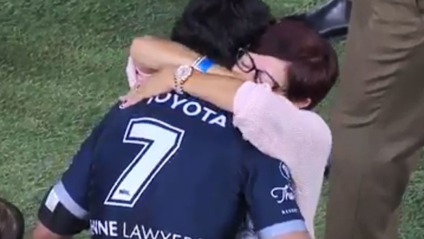 JT shares a special moment with his mother. (Nine)