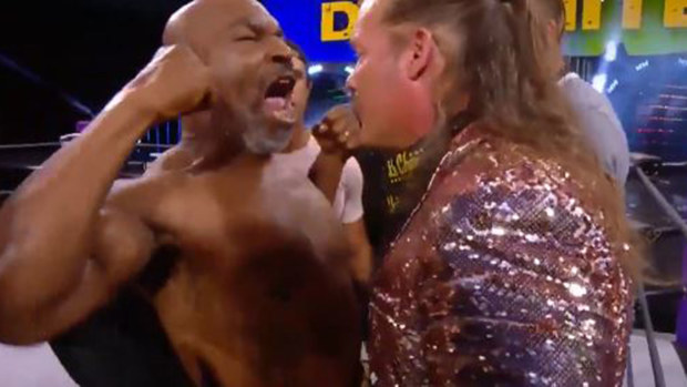 Mike Tyson and Chris Jericho's face-off descended into an all-in brawl.
