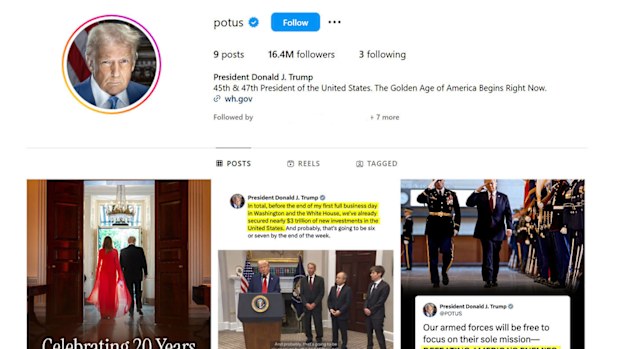 The POTUS account looks very different to a week ago.