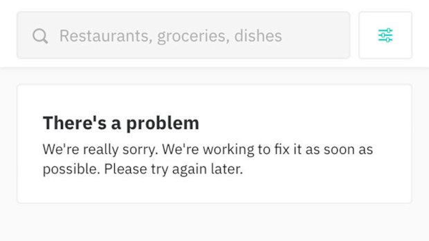 The Deliveroo app was not taking orders today.