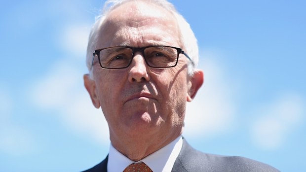 Malcolm Turnbull speaks to the media at the arrival of the new RAAF P-8A Poseidon aircraft at Fairbairn air base in Canberra. (AAP)