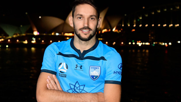 Sydney FC player Milos Ninkovic at the 2019/20 new Under Armour kit launch.