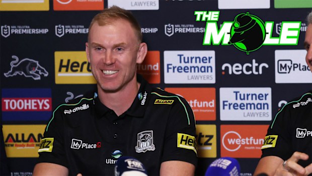 Peter Wallace fronts media after being unveiled as the Penrith Panthers' next head coach.