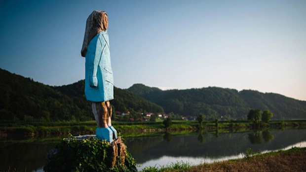 The burned Melania Trump statue is now in storage. Sevnica, Slovenia