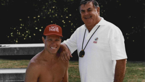 Kieren Perkins with coach John Carew in 1995.